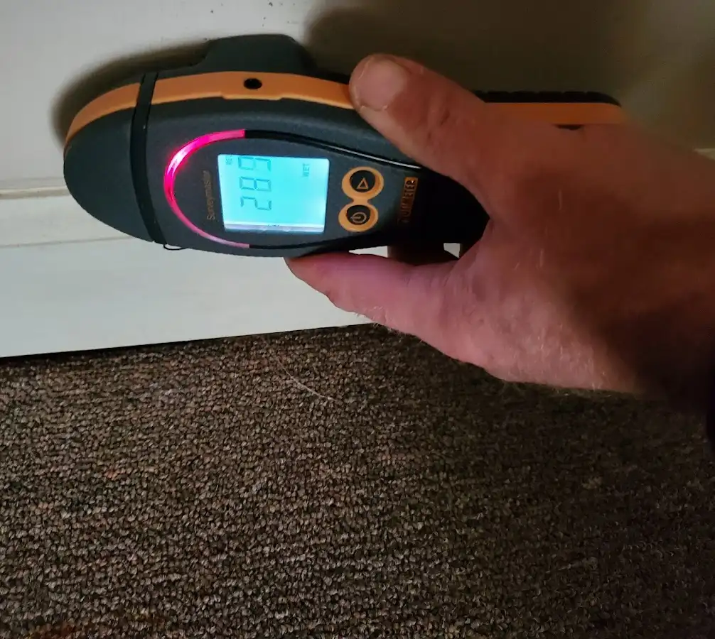 Moisture detection at baseboard during Burst Pipe Cleanup in Ripon