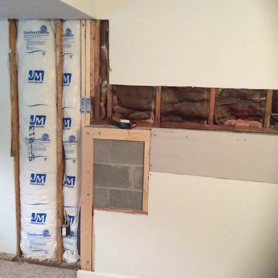 Wall insulation replacement during Basement Flood Cleanup in Ripon
